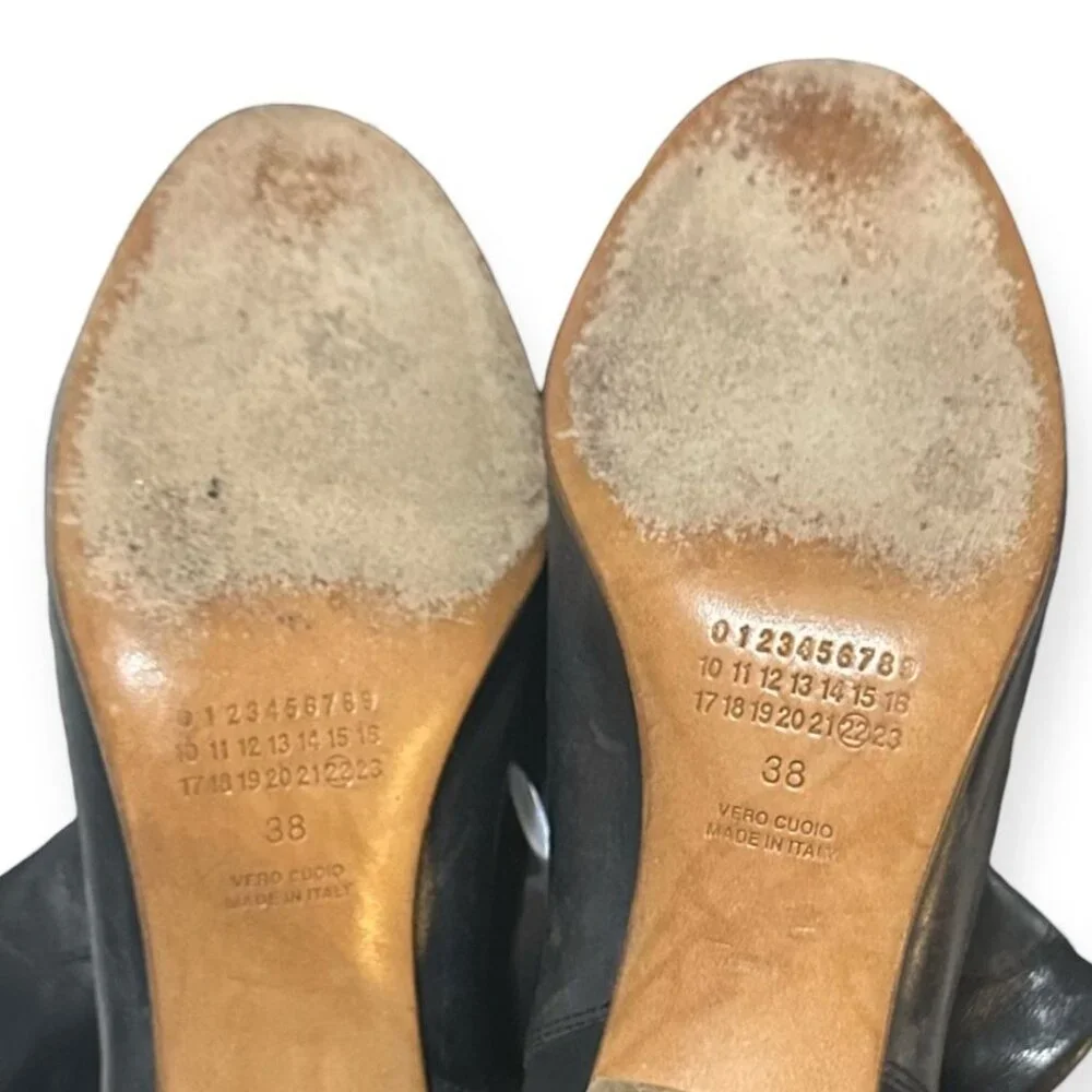 Maison Martin Margiela Black Leather Ankle Booties Size 38 Made in Italy